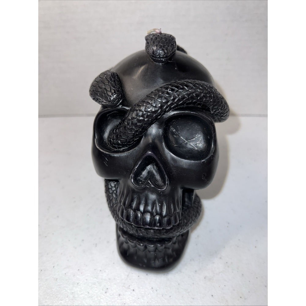 Threshold 5" Black Skull Snake Candle Halloween Gothic Decoration Sculpted